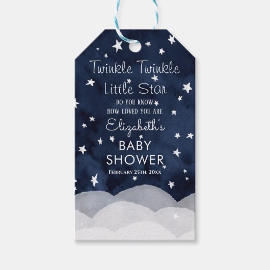 Twinkle Little Star Whimsical Baby Dusche Geschenkanhänger (Vorderseite)