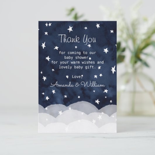 Twinkle Little Star Whimsical Baby Show Vielen Dan Dankeskarte (Stehend Vorderseite)