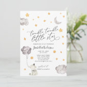 Twinkle Little Star Yellow Elephant Babydusche Einladung (Stehend Vorderseite)