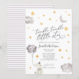 Twinkle Little Star Yellow Elephant Babydusche Einladung