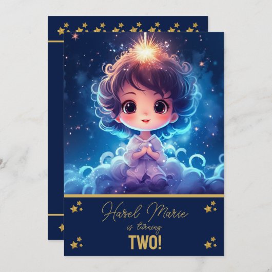Twinkle Little Starry Princess Girl Birthday Einladung (Vorne/Hinten)