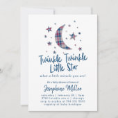 Twinkle Little Stars Karierte Babydusche Einladung (Vorderseite)