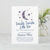 Twinkle Little Stars Karierte Babydusche Einladung (Stehend Vorderseite)