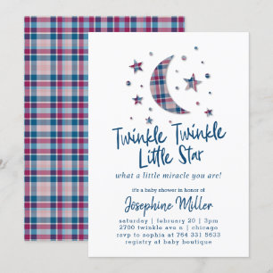 Twinkle Little Stars Karierte Babydusche Einladung