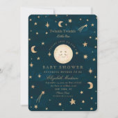 Twinkle Little Stars Niedlich Moon Babydusche Einladung (Vorderseite)