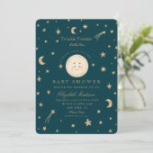 Twinkle Little Stars Niedlich Moon Babydusche Einladung (Stehend Vorderseite)