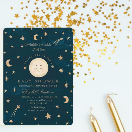 Twinkle Little Stars Niedlich Moon Babydusche Einladung
