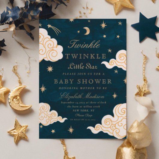 Twinkle Little Stars Niedlich Moon Babydusche Einladung