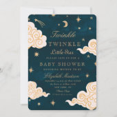 Twinkle Little Stars Niedlich Moon Babydusche Einladung (Vorderseite)
