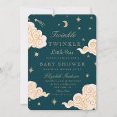 Twinkle Little Stars Niedlich Moon Babydusche Einladung (Vorderseite)