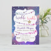 Twinkle Little Stars Paint Splash Baby Dusche Einladung (Stehend Vorderseite)