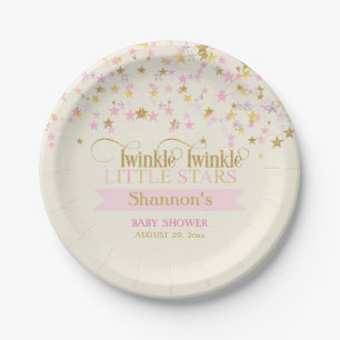 Twinkle Little Stars Twins Baby Dusche Pink Gold Pappteller