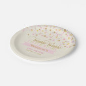 Twinkle Little Stars Twins Baby Dusche Pink Gold Pappteller (Schrägansicht)