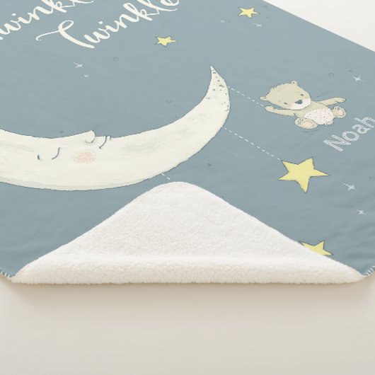Twinkle Moon and Stars Sherpa Blanket Sherpadecke (3/4)