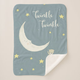 Twinkle Moon and Stars Sherpa Blanket Sherpadecke