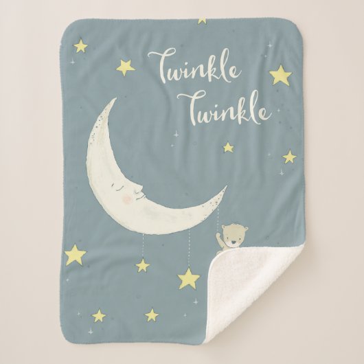 Twinkle Moon and Stars Sherpa Blanket Sherpadecke (Vorderseite)