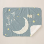 Twinkle Moon and Stars Sherpa Blanket Sherpadecke (Vorderseite (Horizontal))