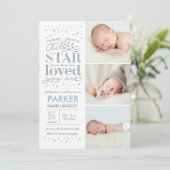 Twinkle Multi Foto Baby Boy Geburtserklärung Ankündigung (Stehend Vorderseite)