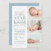 Twinkle Multi Foto Baby Boy Geburtserklärung Ankündigung (Vorne/Hinten)