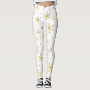 Twinkle Schneeflocken 3 -Gold und Weiß Leggings