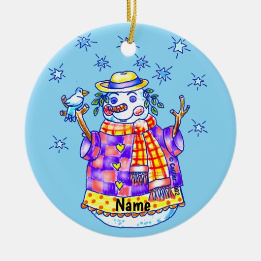 Twinkle Schneemann  Keramik Ornament (Vorne)