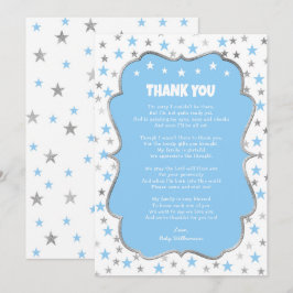 Twinkle silberne Stars Baby Blue Junge Dankeschön Einladung