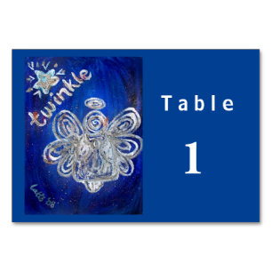 Twinkle Silver Engel Custom Table Cards Tischnummer