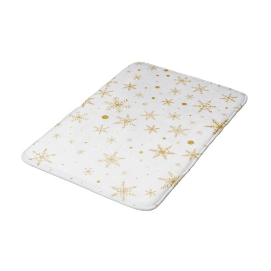 Twinkle Snowflake 3 -Gold & White- Badematte (Schrägansicht)