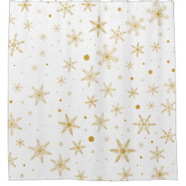 Twinkle Snowflake 3 -Gold & White- Duschvorhang