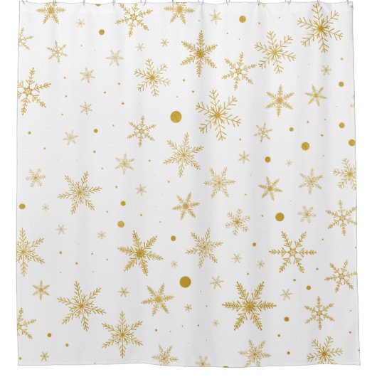 Twinkle Snowflake 3 -Gold & White- Duschvorhang (Vorderseite)