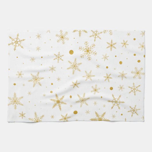 Twinkle Snowflake 3 -Gold & White- Geschirrtuch (Horizontal)