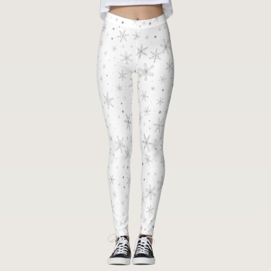 Twinkle Snowflake - Silver Gray & White- Leggings (Vorderseite)