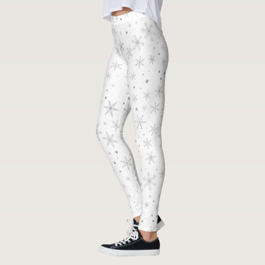 Twinkle Snowflake - Silver Gray & White- Leggings (Links)