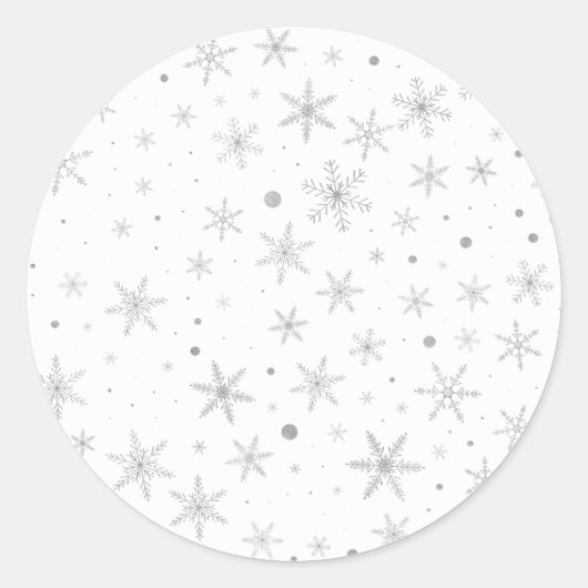 Twinkle Snowflake - Silver Gray & White- Runder Aufkleber (Vorderseite)