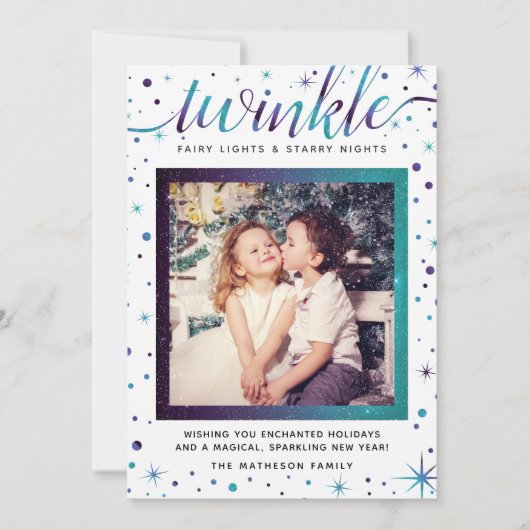 Twinkle Snowflakes Enchanted Purple & Te| Feiertagskarte (Vorderseite)