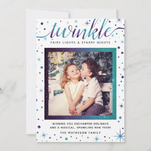 Twinkle Snowflakes Enchanted Purple & Te Feiertagskarte