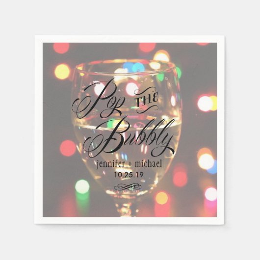 Twinkle Sparkle Bokeh Light Champagne Glass Custom Serviette (Vorderseite)