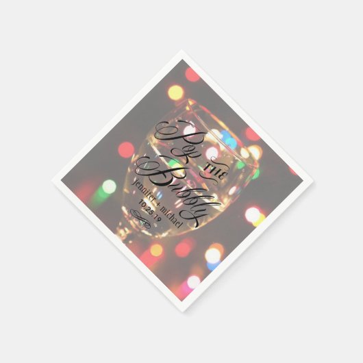 Twinkle Sparkle Bokeh Light Champagne Glass Custom Serviette (Ecke)