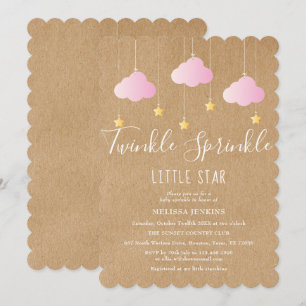 Twinkle Sprinkle Baby Shower Pink Rustikal Boho Einladung
