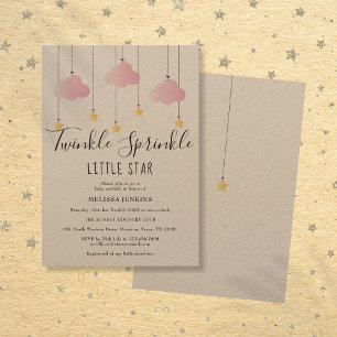 Twinkle Sprinkle Baby Shower Pink Rustikal Boho Einladung