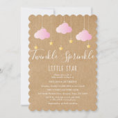 Twinkle Sprinkle Babydusche Rosa Rustikaler Boho Einladung (Vorderseite)