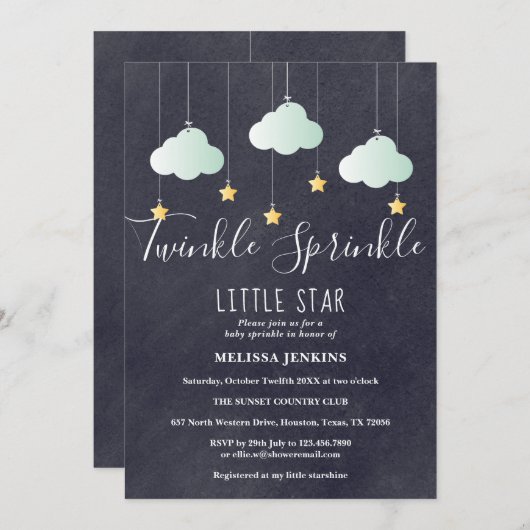 Twinkle Sprinkle Babydusche Sprinkle Chalkboard Einladung (Vorne/Hinten)
