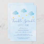 Twinkle Sprinkle Boy Blue All in one Baby Dusche Einladung (Vorne/Hinten)