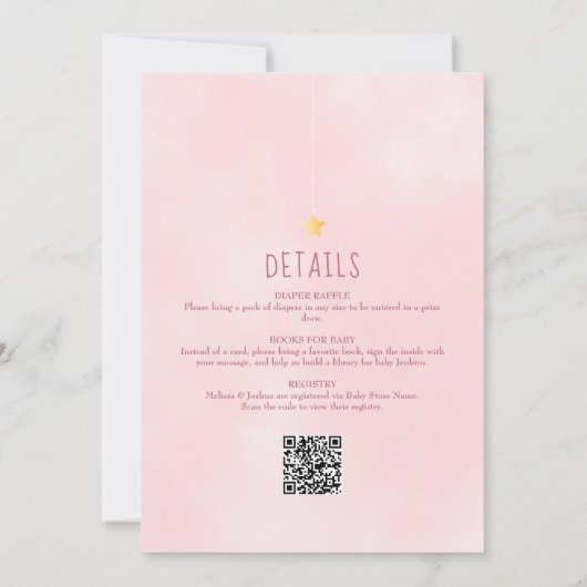 Twinkle Sprinkle in einem kleinen Mädchen rosa Einladung (Rückseite)