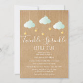 Twinkle Sprinkle Kinderdusche / Sprinkle Rustikal Einladung (Vorderseite)
