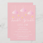 Twinkle Sprinkle Little Star Baby Girl Dusche Pink Einladung (Vorne/Hinten)