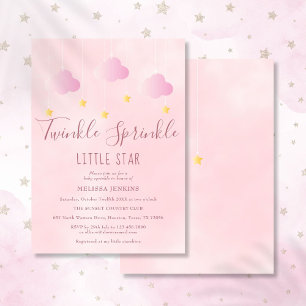 Twinkle Sprinkle Little Star Baby Shower Girl Pink Einladung