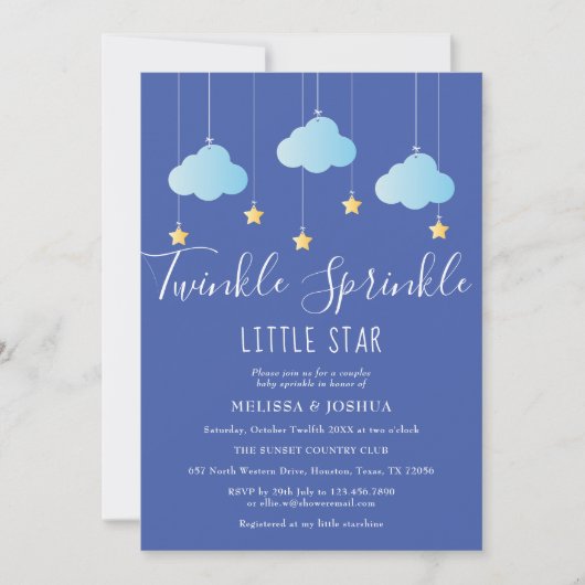 Twinkle Sprinkle Little Star Baby Sprinkle Dusche Einladung (Vorderseite)