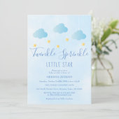 Twinkle Sprinkle Little Star Boy Blue Baby Dusche Einladung (Stehend Vorderseite)