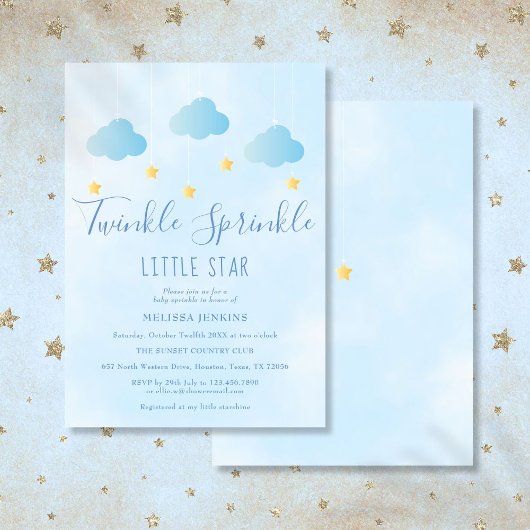 Twinkle Sprinkle Little Star Boy Blue Baby Dusche Einladung